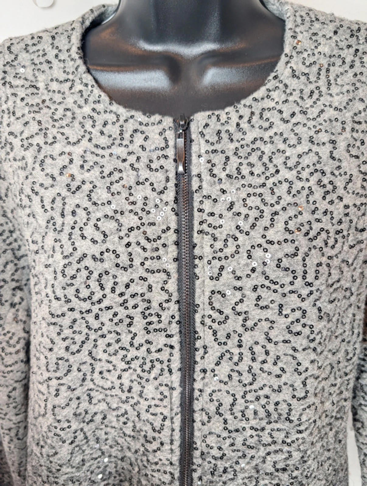 Clements Ribeiro Black – Sequin Wool Blend Jacket (XL / 16–42)