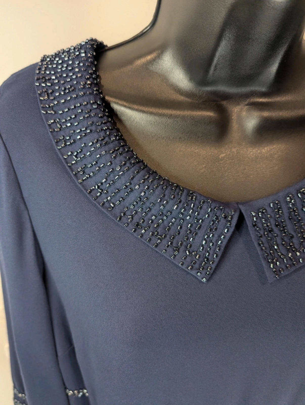 Boden navy beaded shift dress size 12