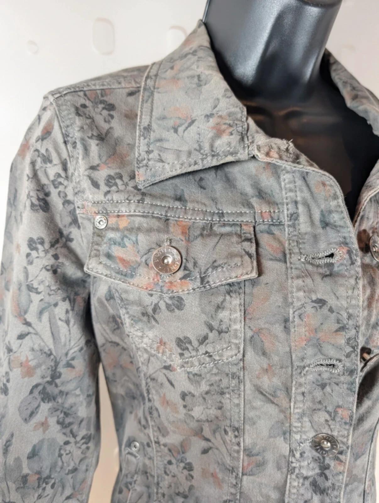 Bonita Floral Denim Jacket Grey Rose Print EU36