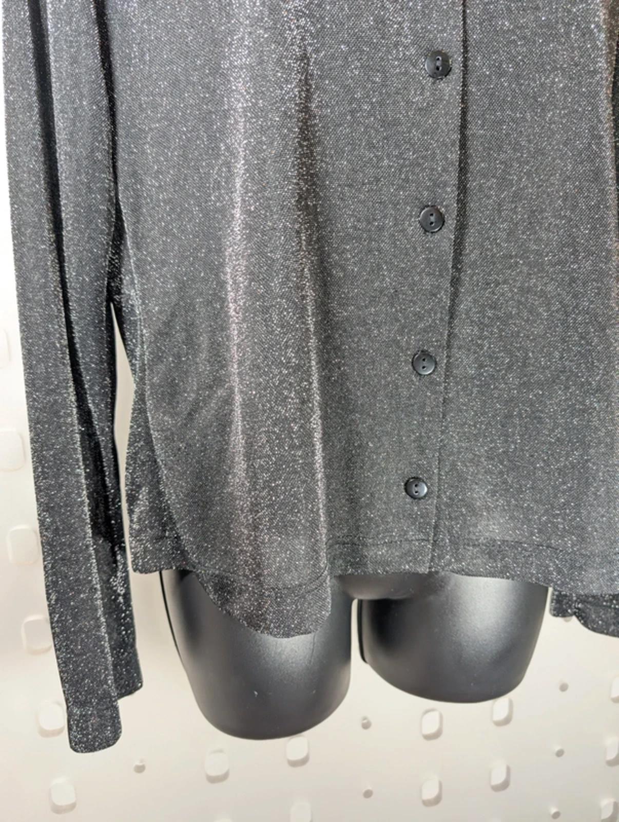 90s Vintage New Look Grey Sparkle Cardigan – Y2K Party Button Through UK12