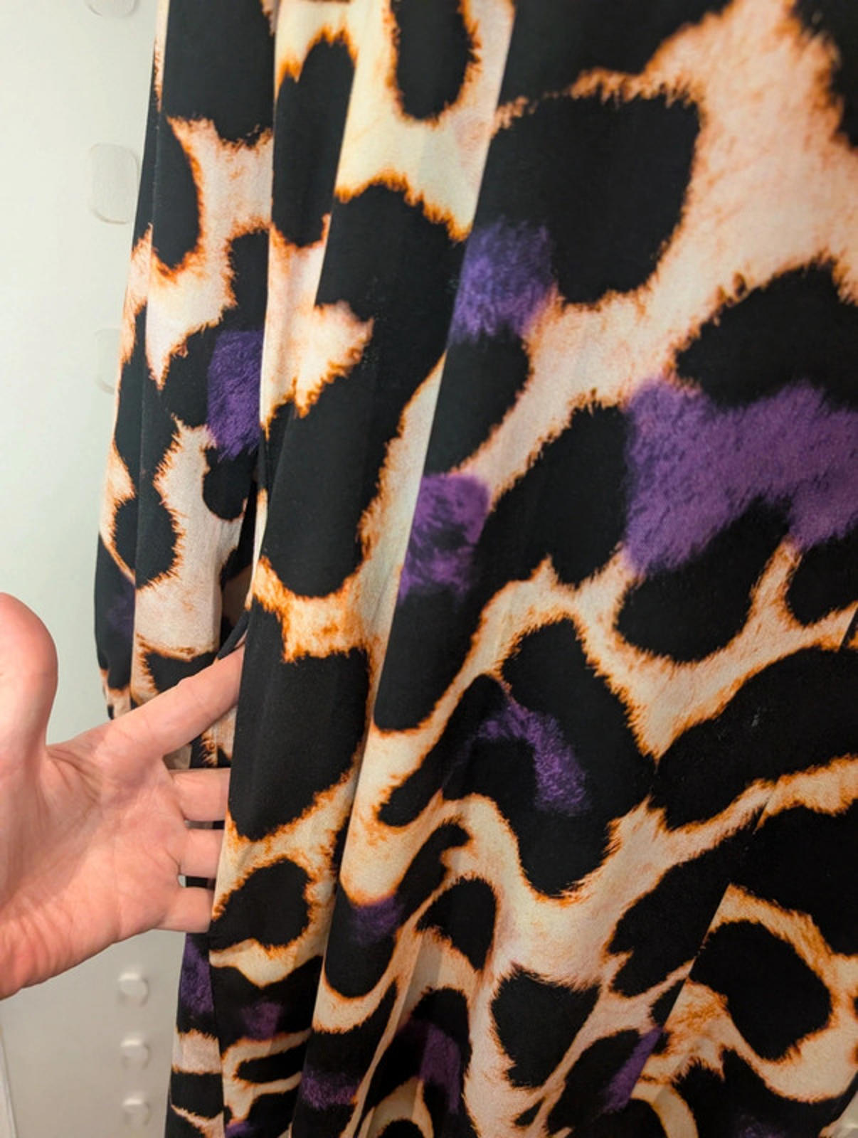 Black Colour Leopard Print Midi Dress – M/L – Made in Italy