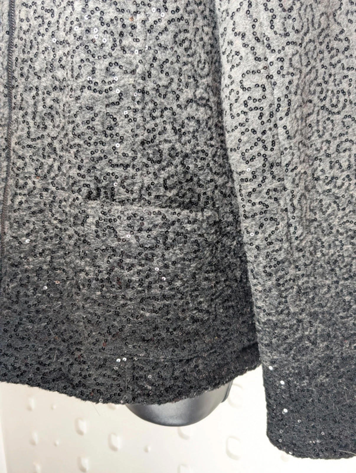 Clements Ribeiro Black – Sequin Wool Blend Jacket (XL / 16–42)