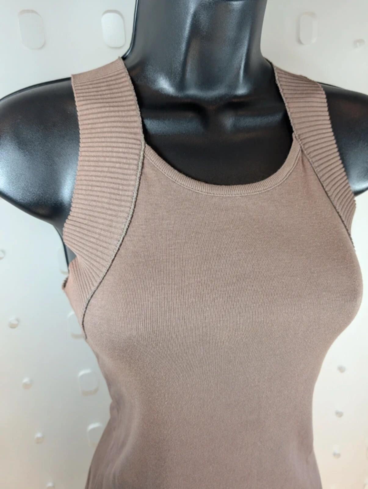 Hobbs Ribbed Racer Vest Top – Taupe Cotton – UK 12