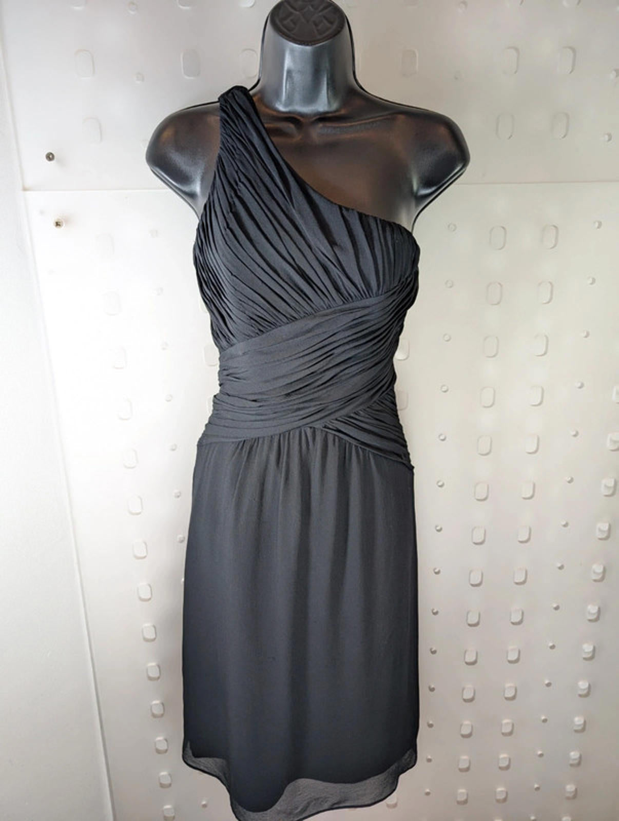 Coast One Shoulder Silk Draped Mini Dress Black – UK 8