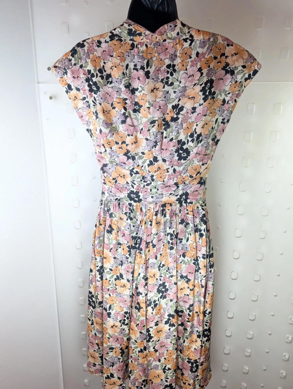 90s handmade floral satin dress – UK 8