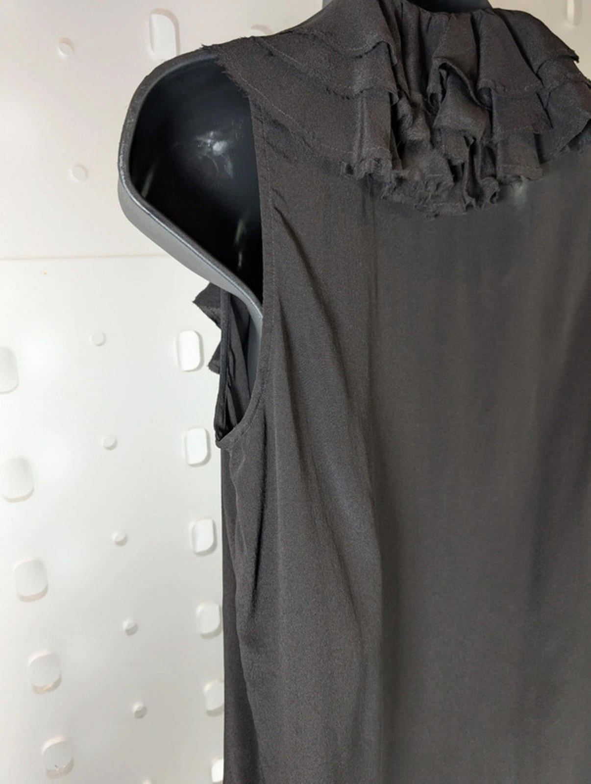 AllSaints Adelita Silk Ruffle Shirt  Black  UK 8  Sleeveless