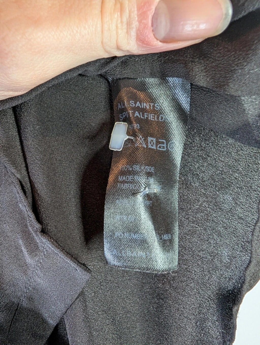 AllSaints Adelita Silk Ruffle Shirt  Black  UK 8  Sleeveless