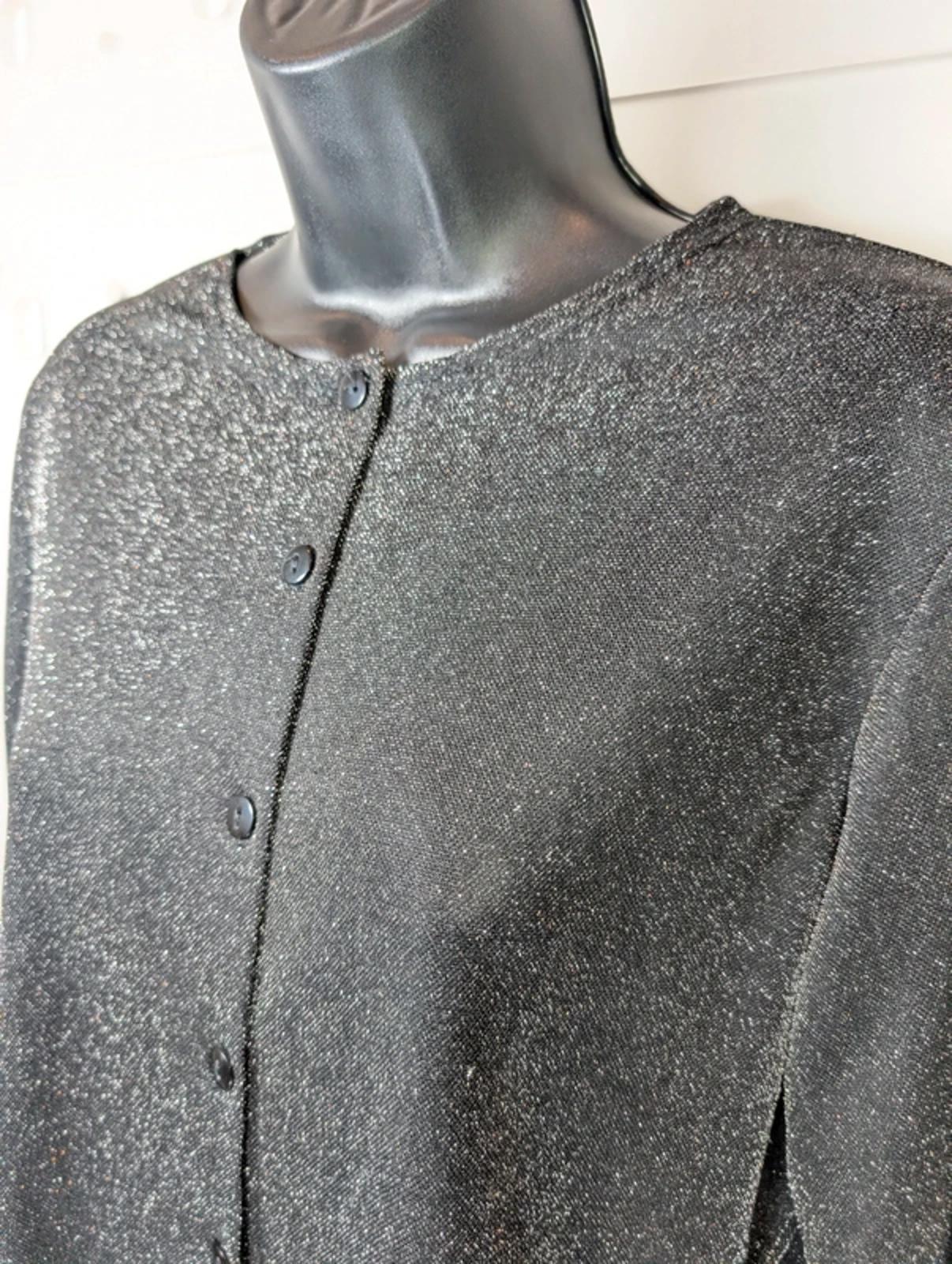 90s Vintage New Look Grey Sparkle Cardigan – Y2K Party Button Through UK12
