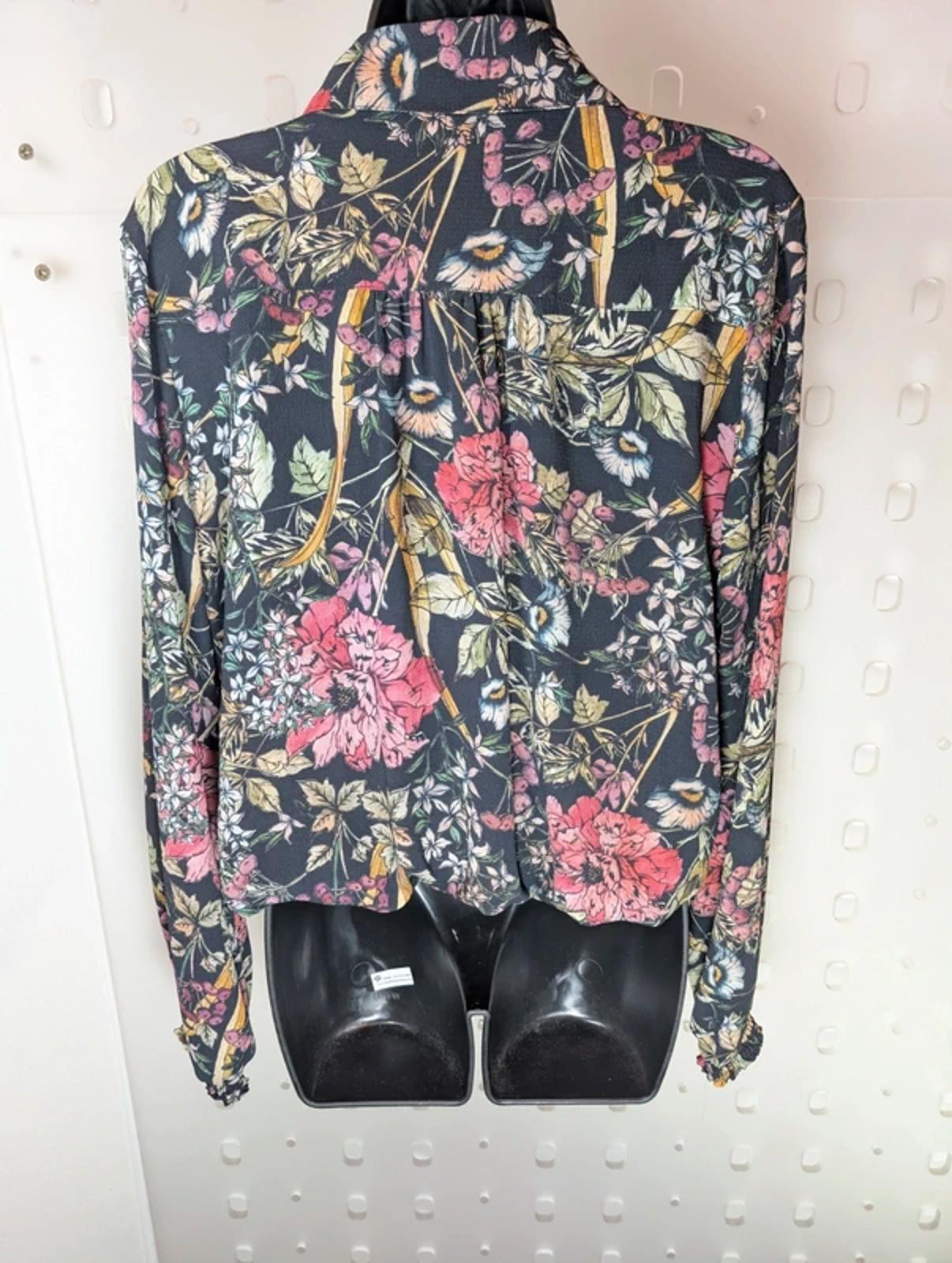 Cotswold Collection Dark Floral Blouse Shirred Hem UK 14