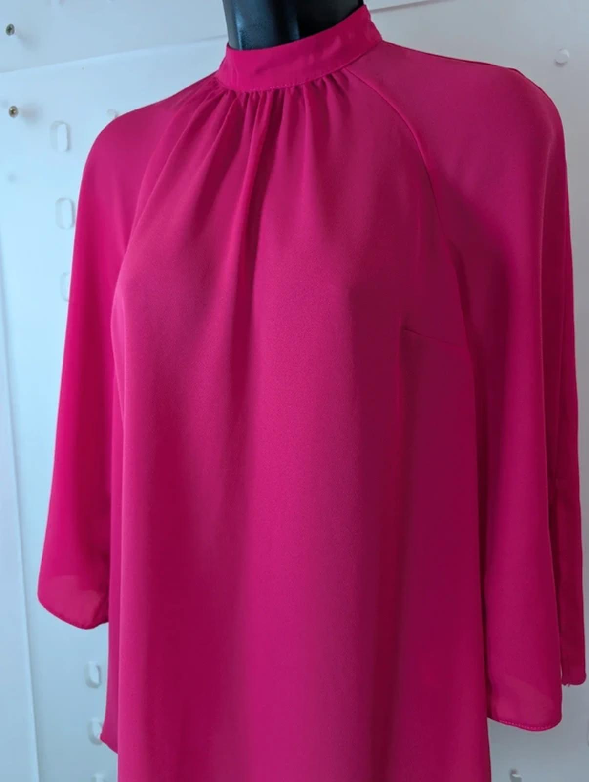 Chelsea Girl River Island Pink High Neck Blouse UK8 Vintage Style