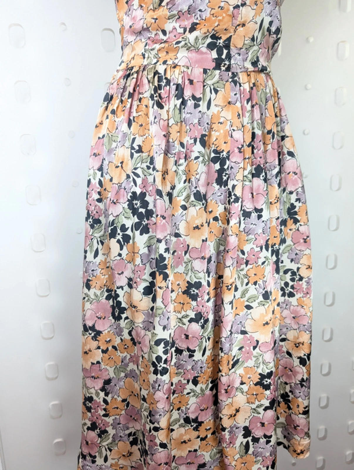 90s handmade floral satin dress – UK 8
