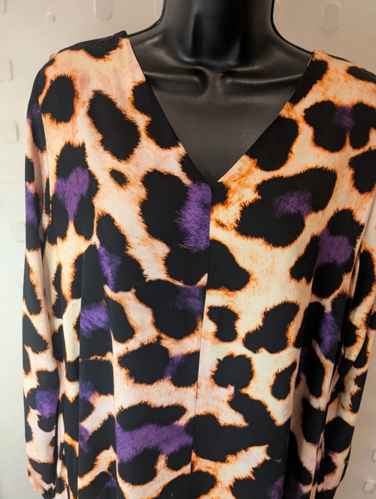 Black Colour Leopard Print Midi Dress – M/L – Made in Italy