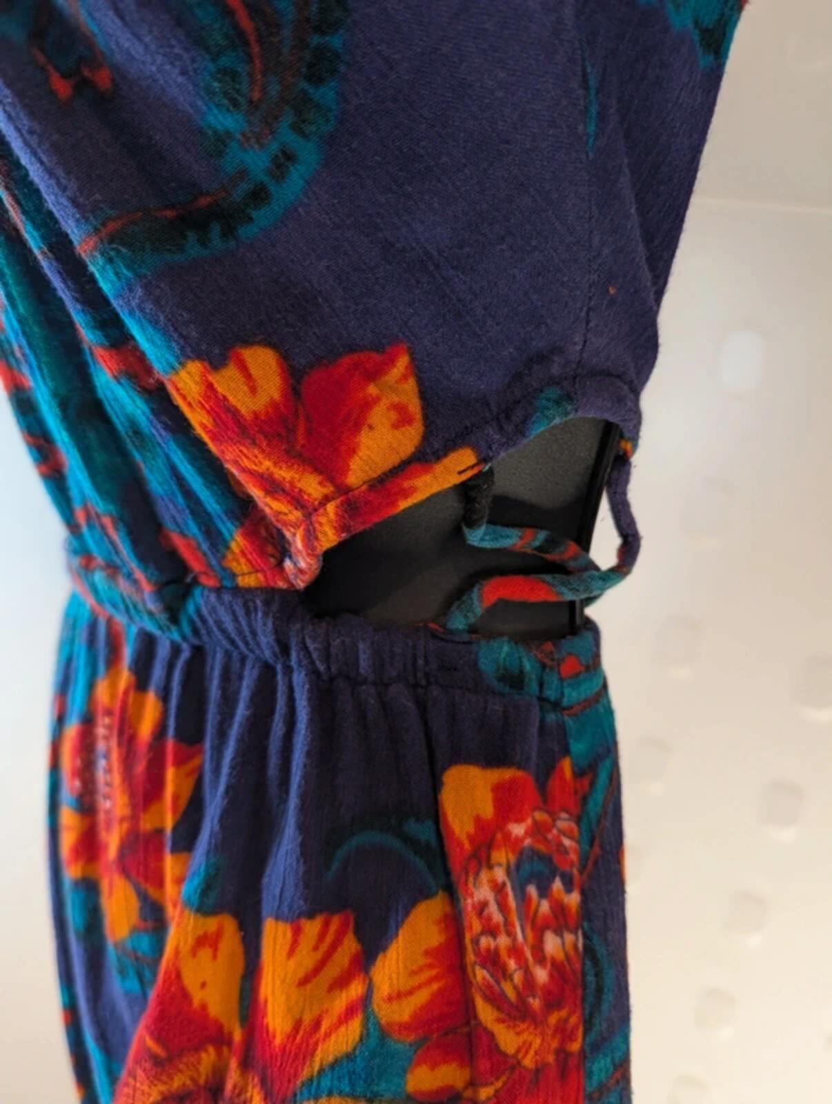 Billabong Boho Playsuit – Cut Out Sides Tassel Tie – Festival Holiday – UK S