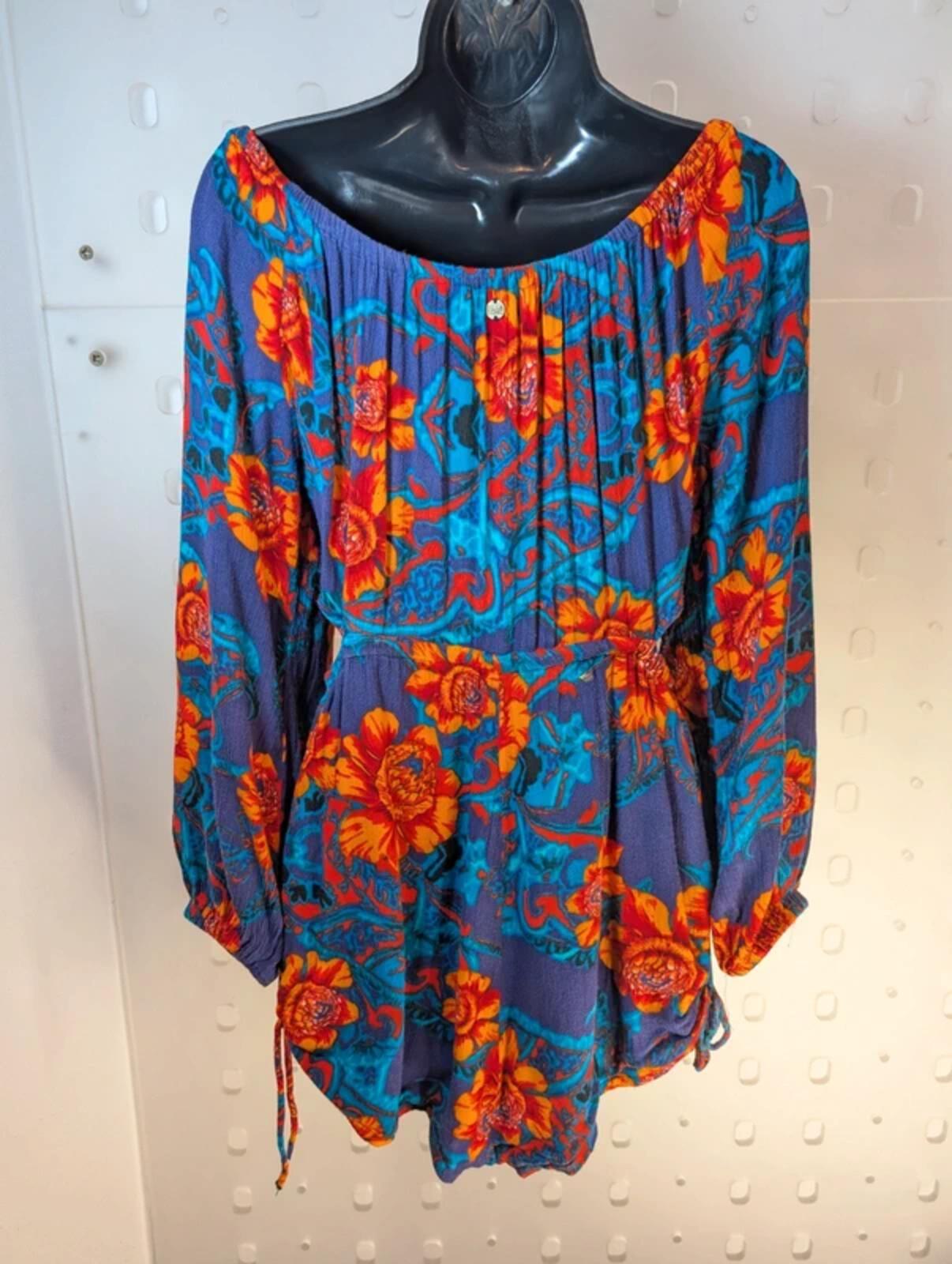 Billabong Boho Playsuit – Cut Out Sides Tassel Tie – Festival Holiday – UK S