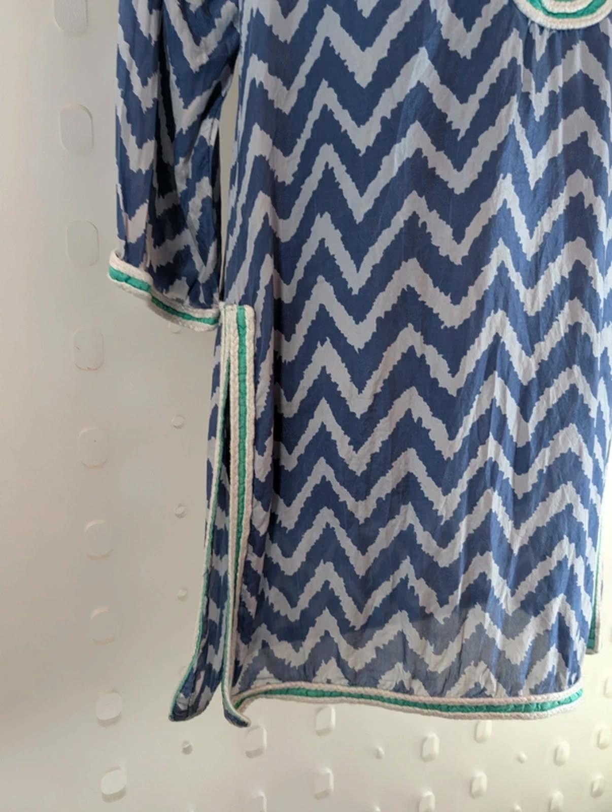 Blink Beach Silk Kaftan Made in India Rope Trim Side Slits UK10