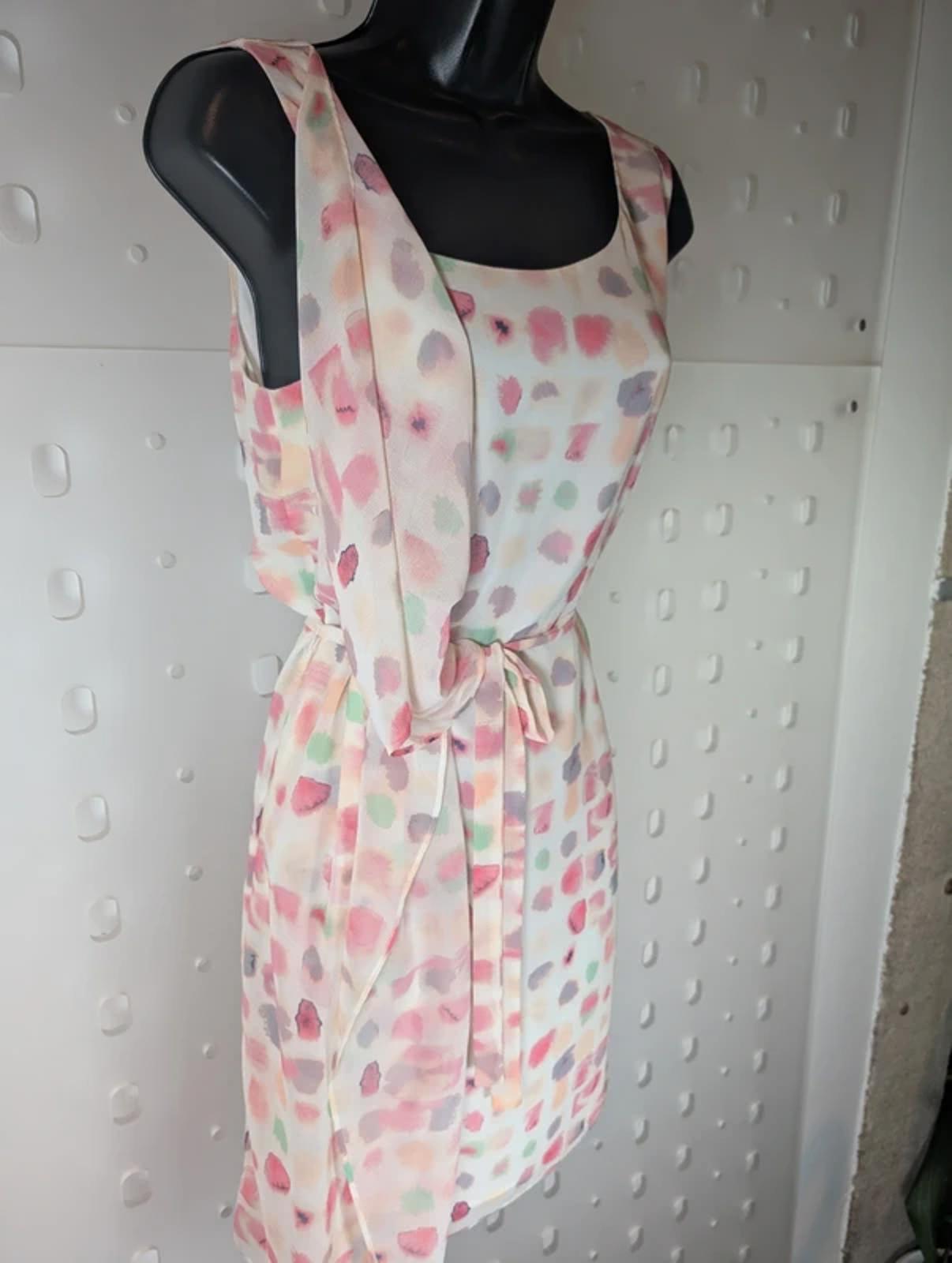 Armani Exchange Pastel Chiffon Dress UK 8 Shawl Detail Belted