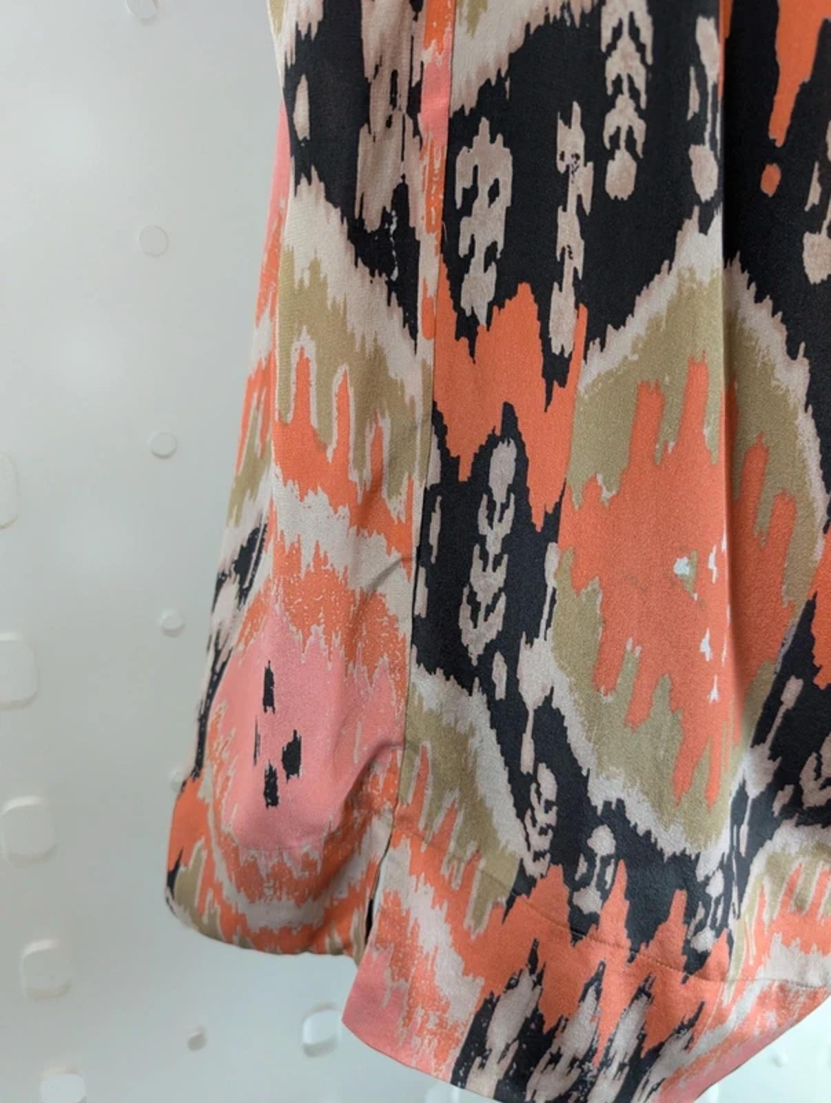 AllSaints Audrina Silk Top Asymmetric Drape Coral Black UK6