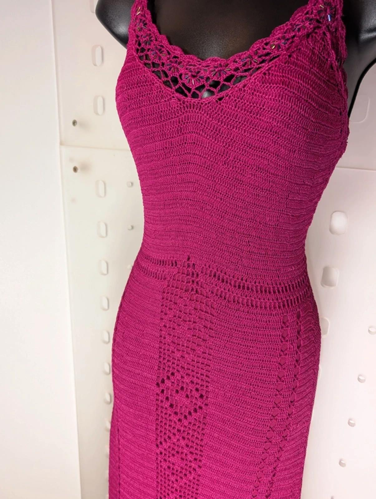 Amaranto Crochet Midi Dress Fuchsia UK 12 NWT – Festival 90s Style