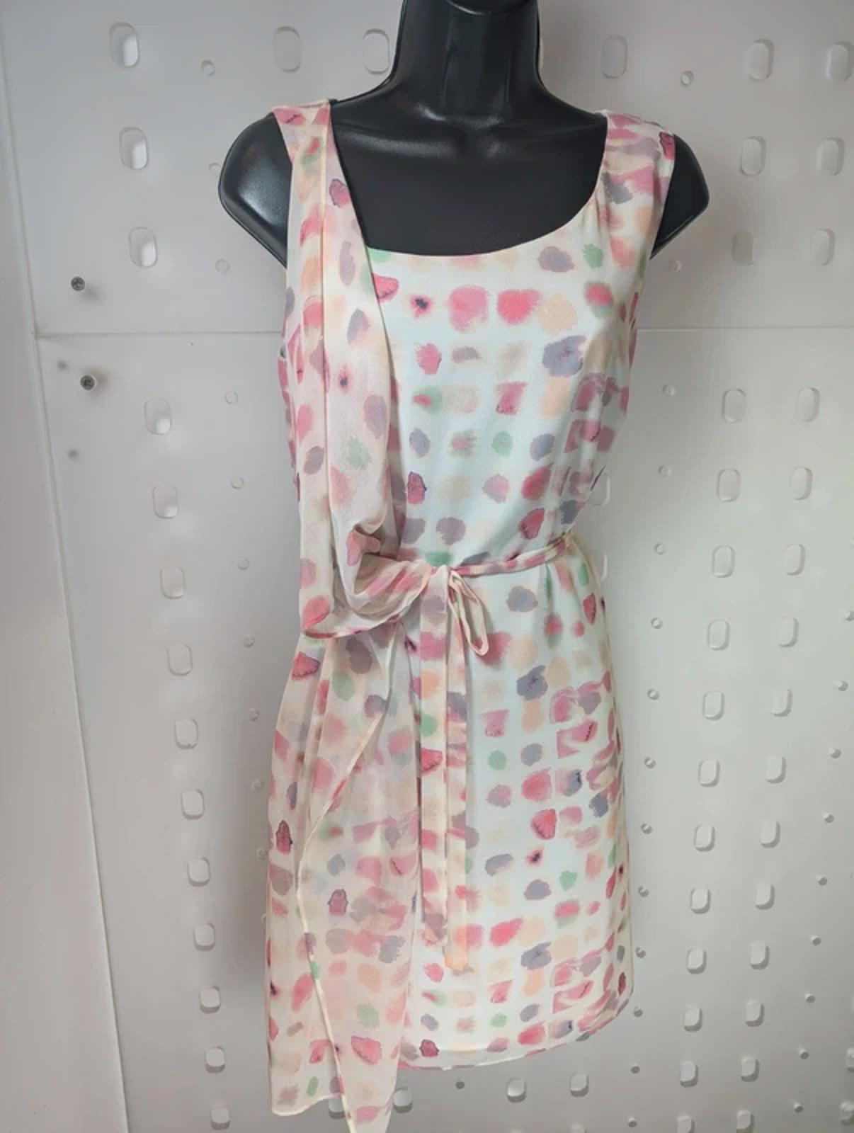 Armani Exchange Pastel Chiffon Dress UK 8 Shawl Detail Belted