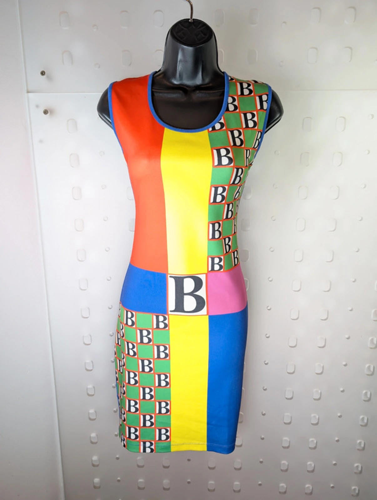 Bulgarini Vibrant Panelled Stretch Bodycon Dress Size M