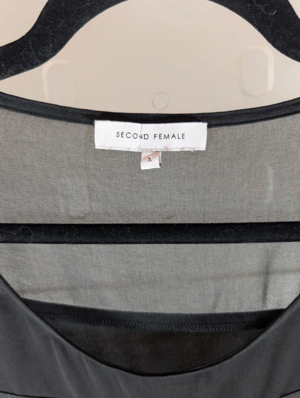 Second Female Abene Sheer Satin Panel Top – Black – Size S