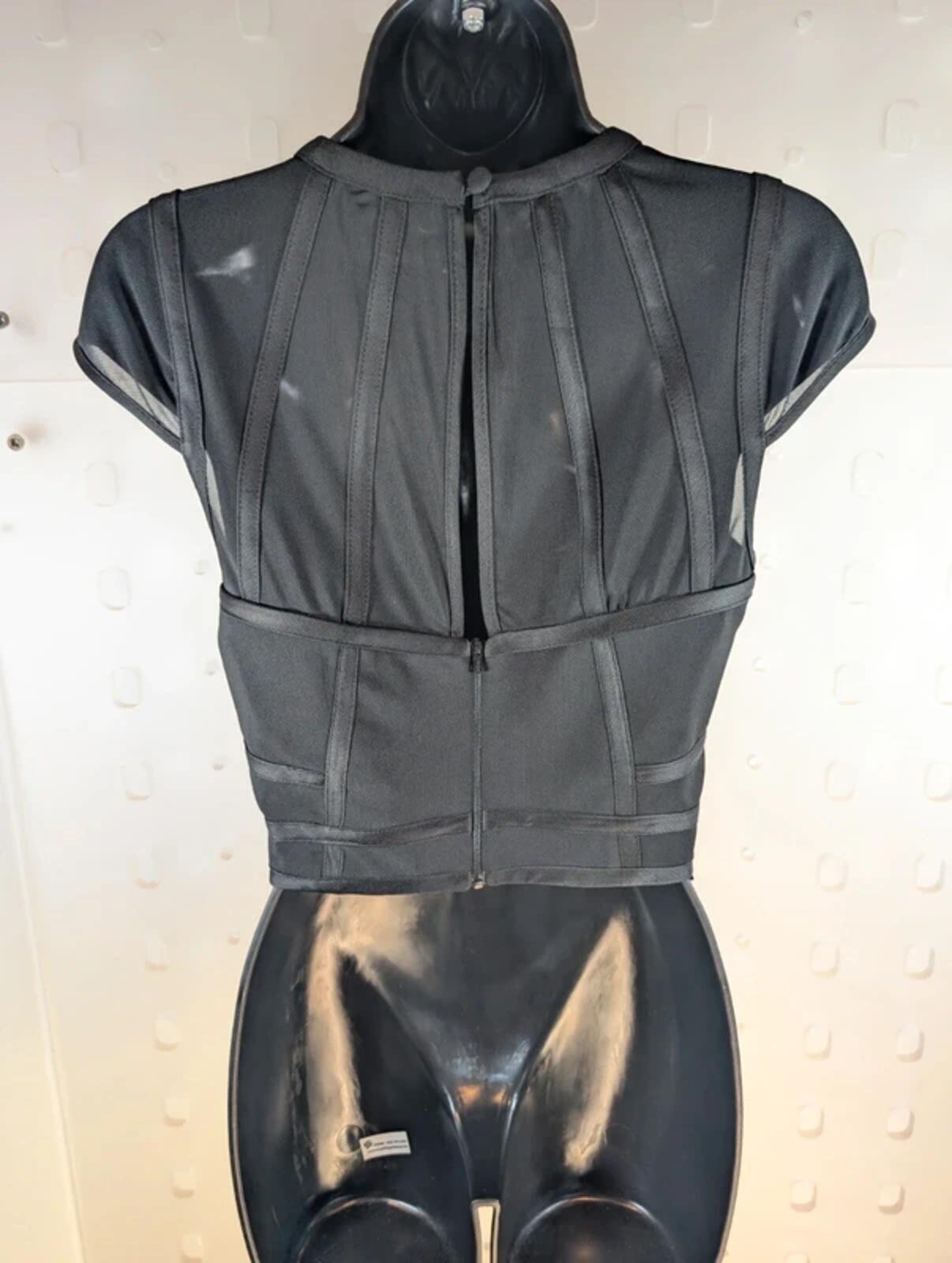 Coast Sheer Mesh Corset Style Crop Top – Black – UK 8