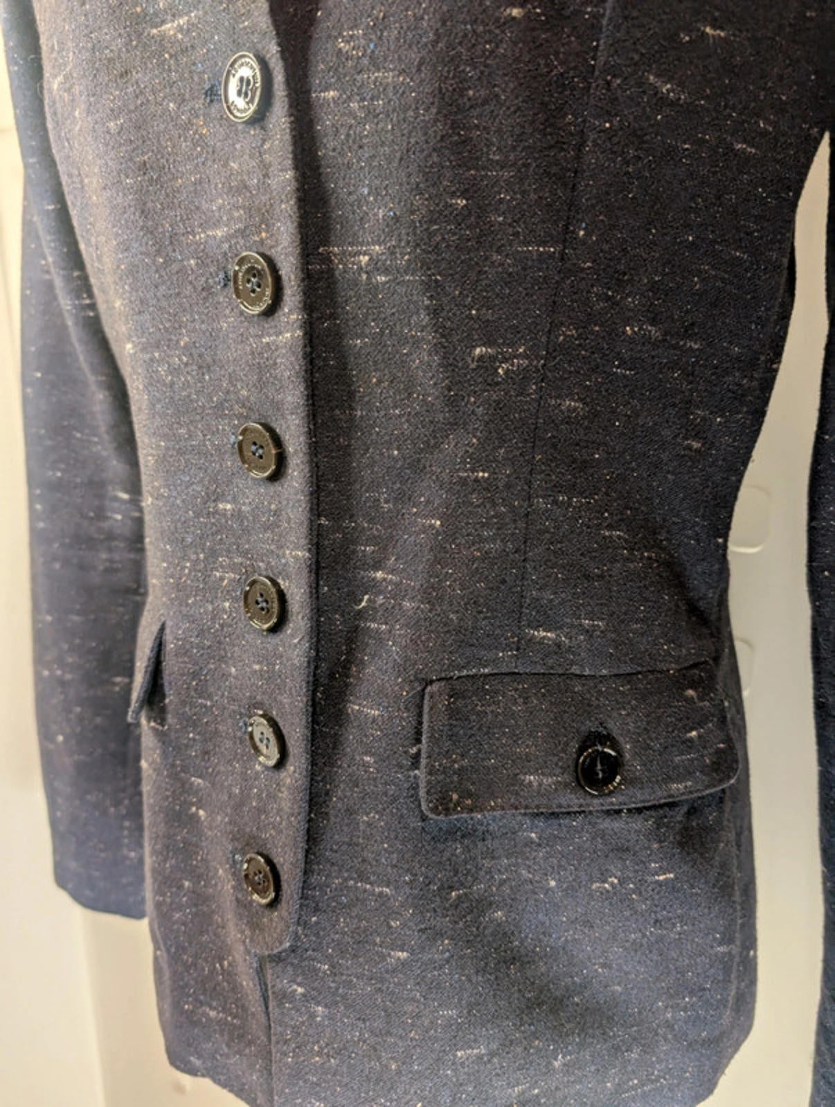 Aquascutum London navy wool blend blazer UK 12 tailored classic jacket