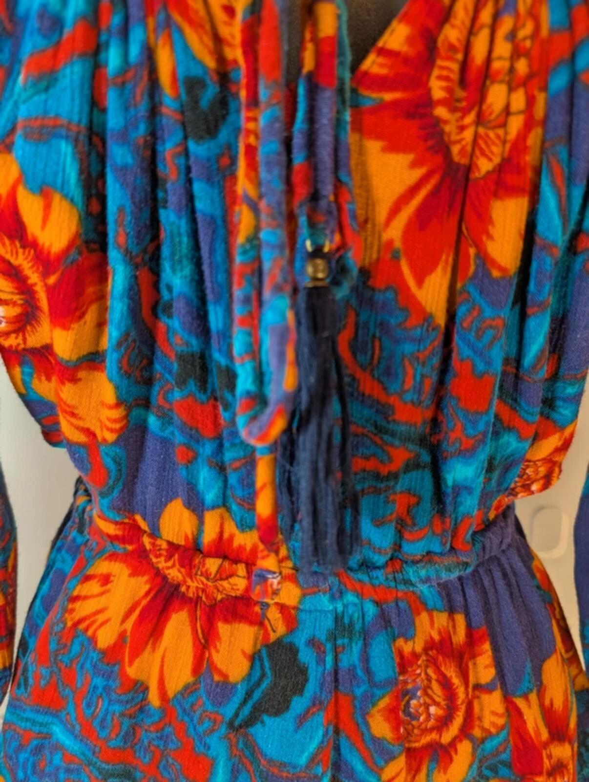 Billabong Boho Playsuit – Cut Out Sides Tassel Tie – Festival Holiday – UK S