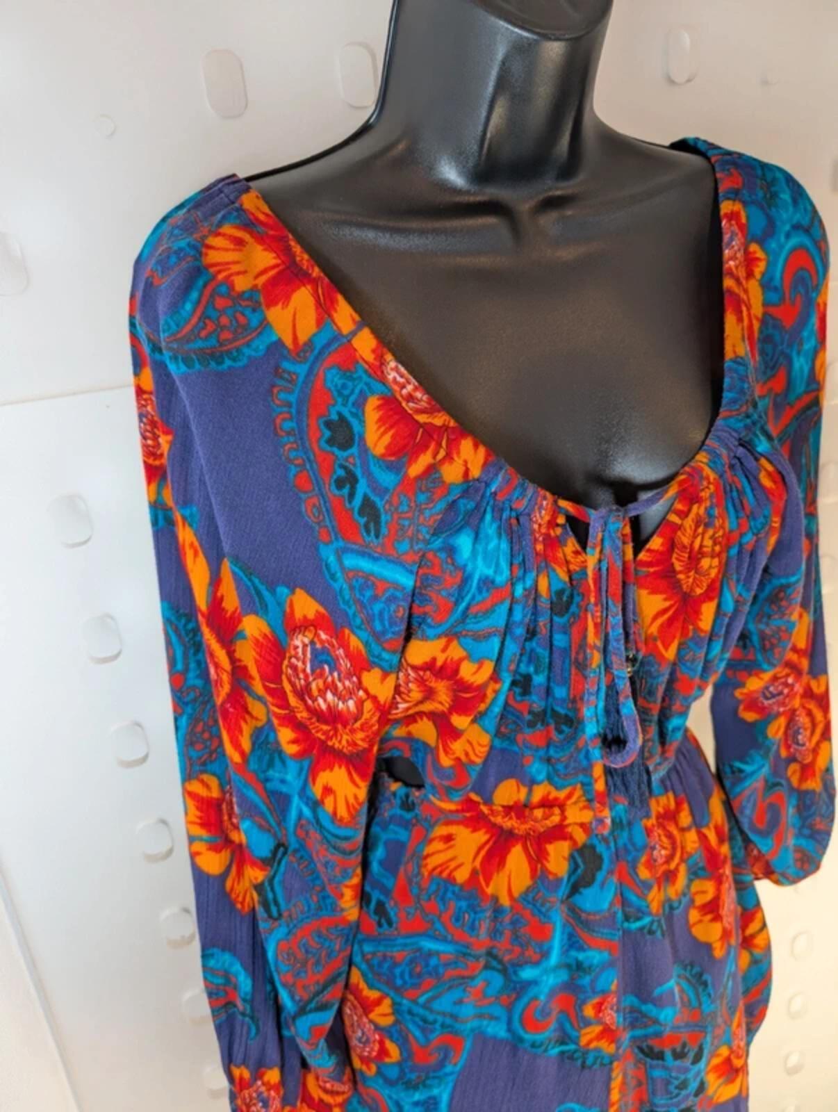 Billabong Boho Playsuit – Cut Out Sides Tassel Tie – Festival Holiday – UK S