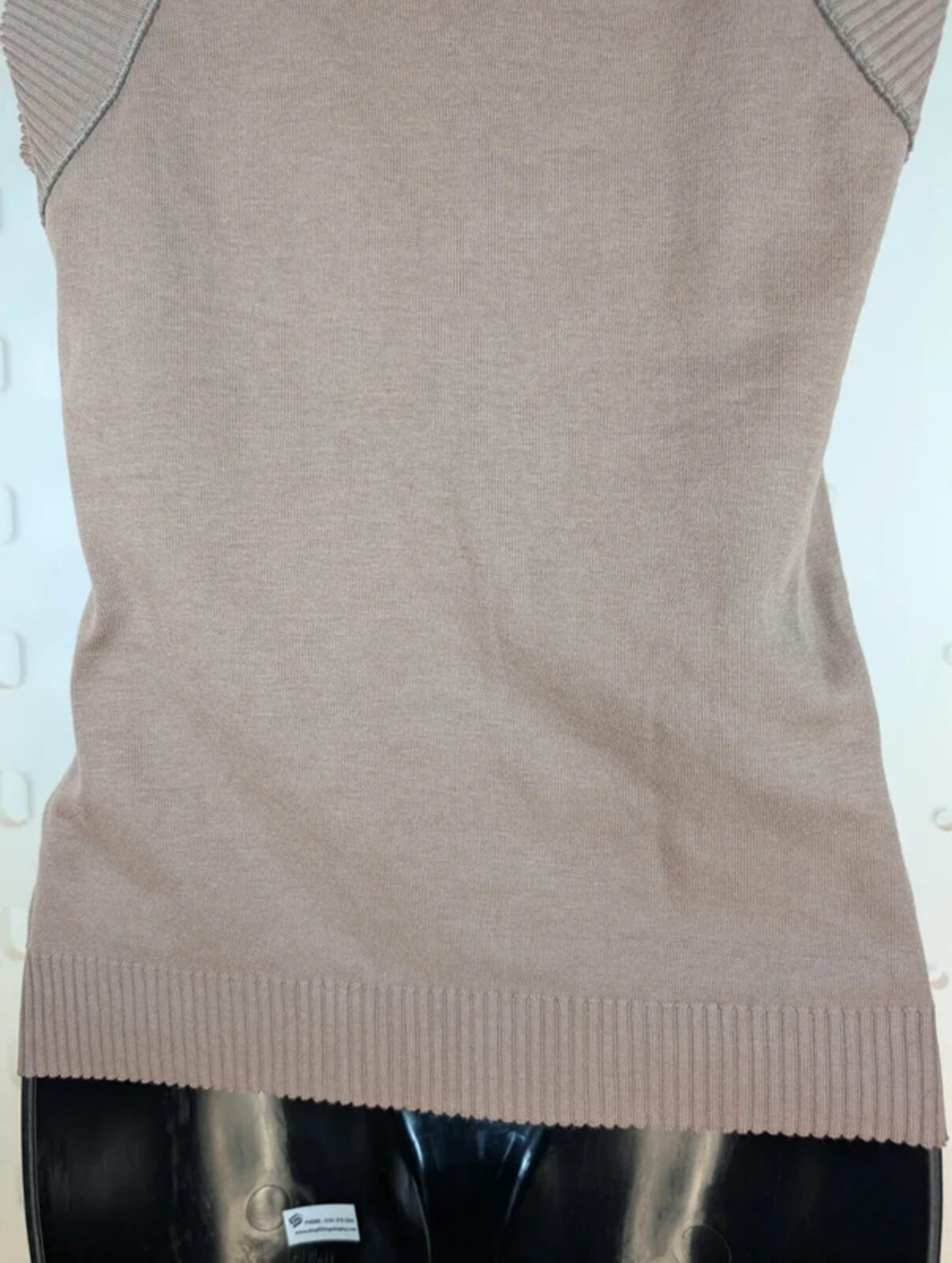 Hobbs Ribbed Racer Vest Top – Taupe Cotton – UK 12
