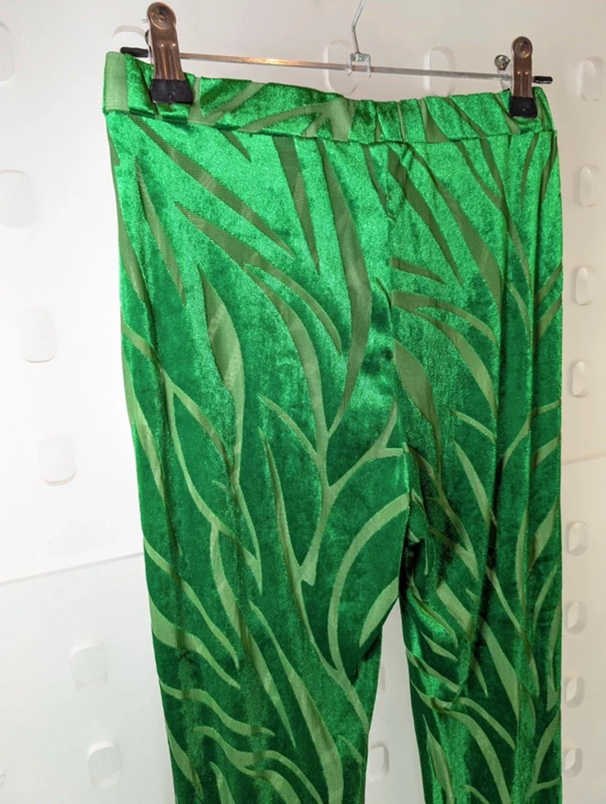 Ajroxx Burnout Sheer Flared Trousers Small BNWT Emerald Green Festival 70s
