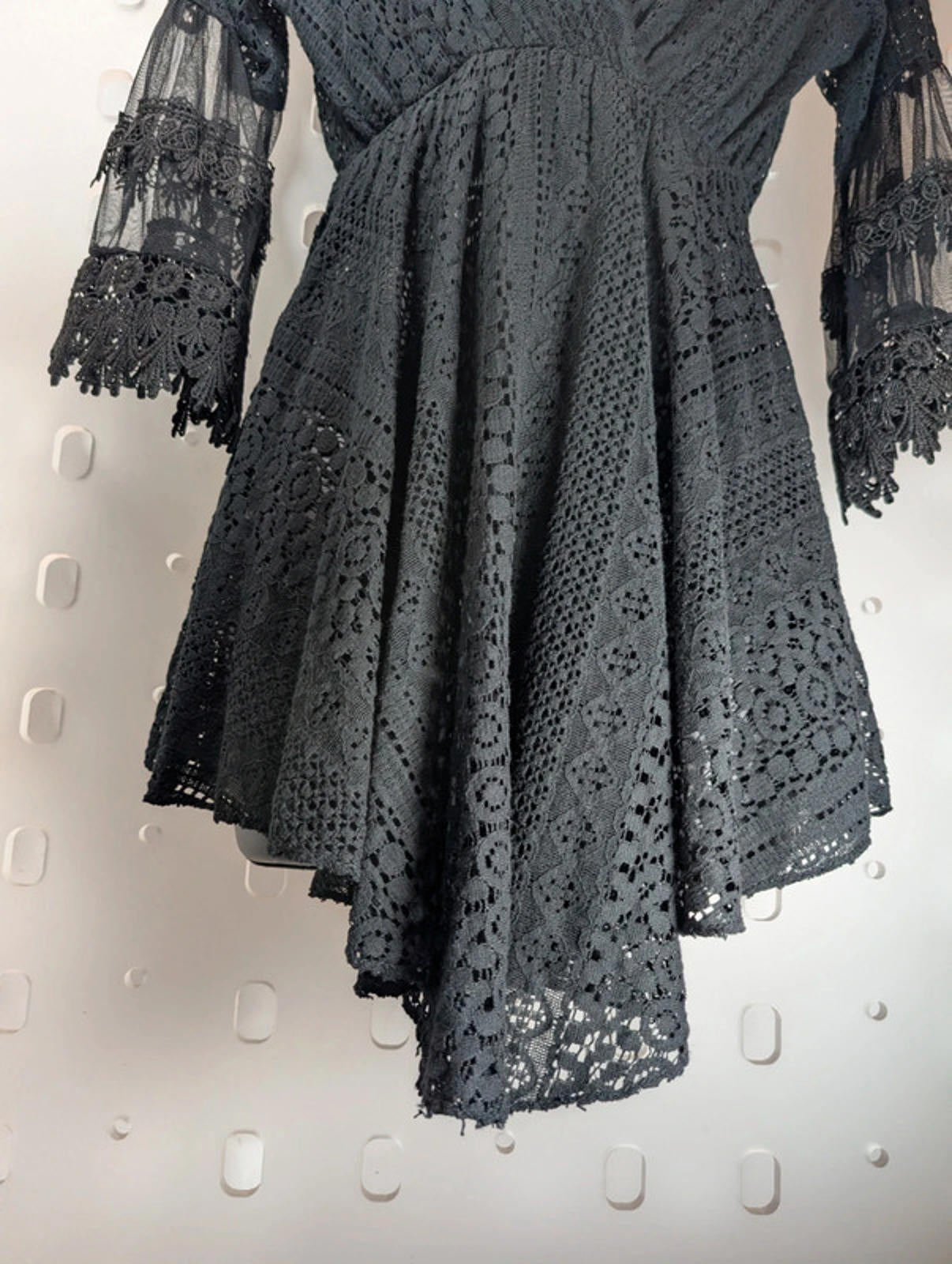 Black crochet mini dress – size Small