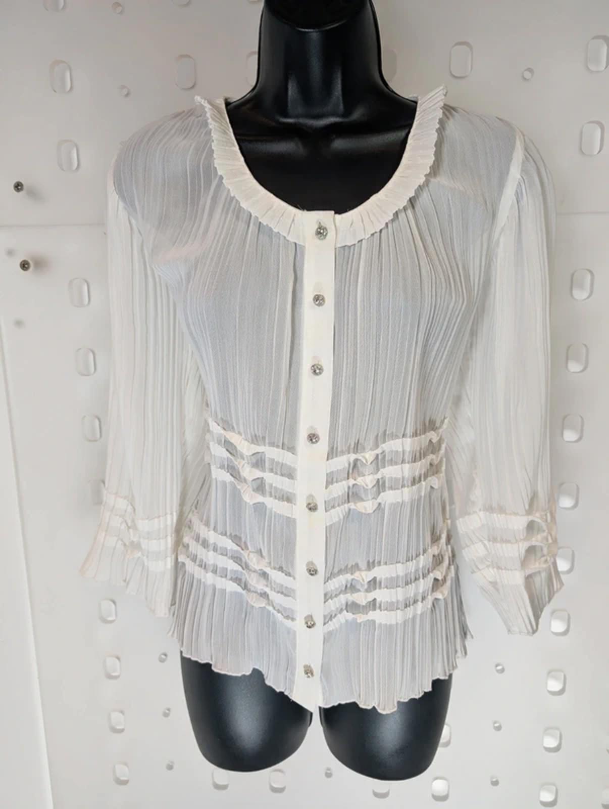 CCDK Copenhagen Pleated Blouse Diamante Buttons EU 38