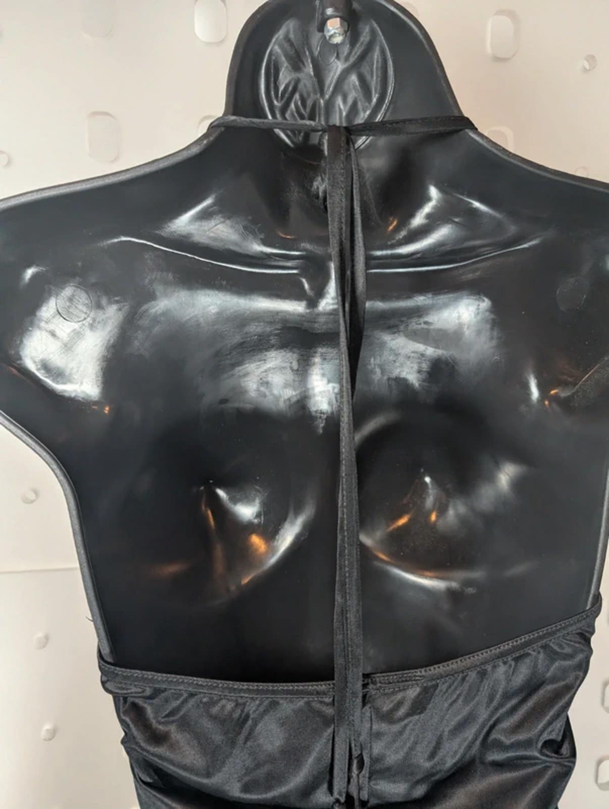 Black Draped Halter Dress M/L – 90s Style Hanky Hem