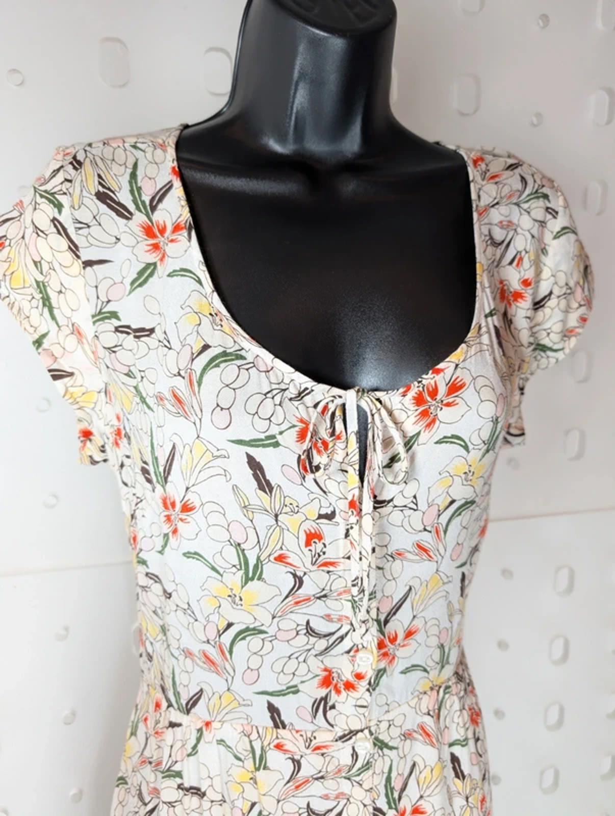 & Other Stories Floral Midi Dress Viscose EU 38 UK 10