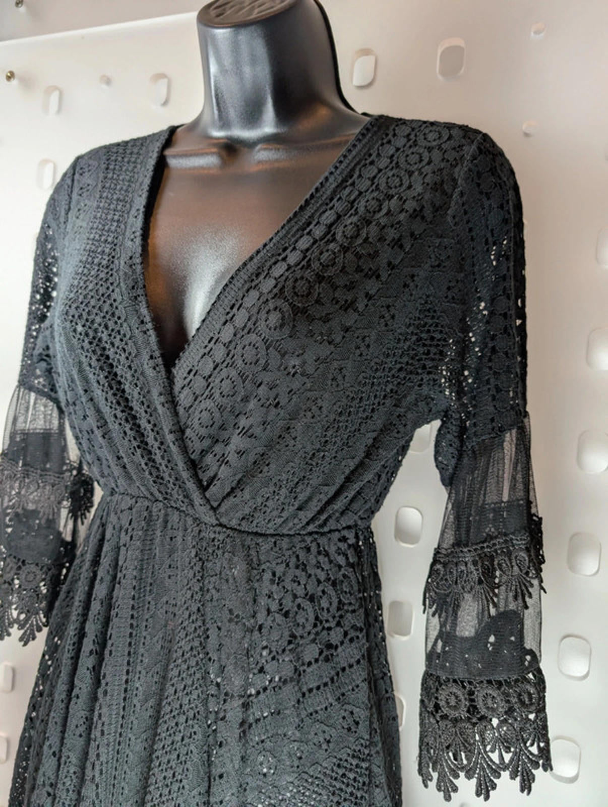 Black crochet mini dress – size Small