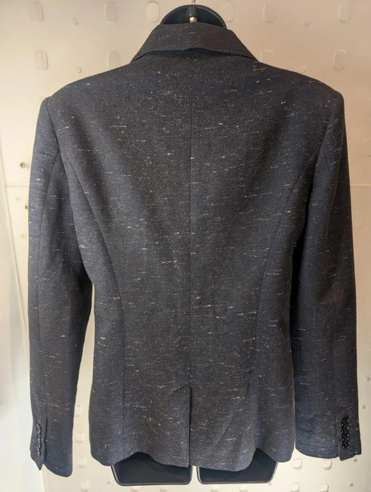 Aquascutum London navy wool blend blazer UK 12 tailored classic jacket