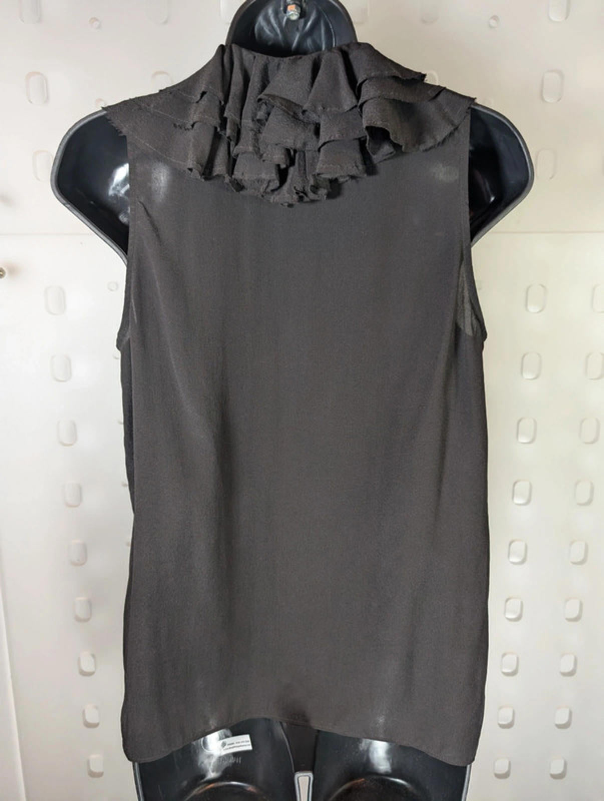 AllSaints Adelita Silk Ruffle Shirt  Black  UK 8  Sleeveless
