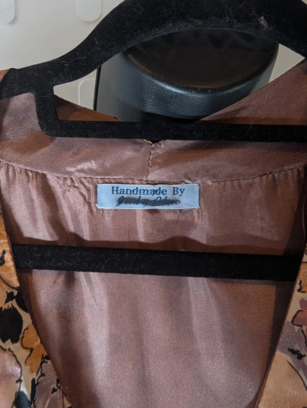 90s handmade floral satin dress – UK 8