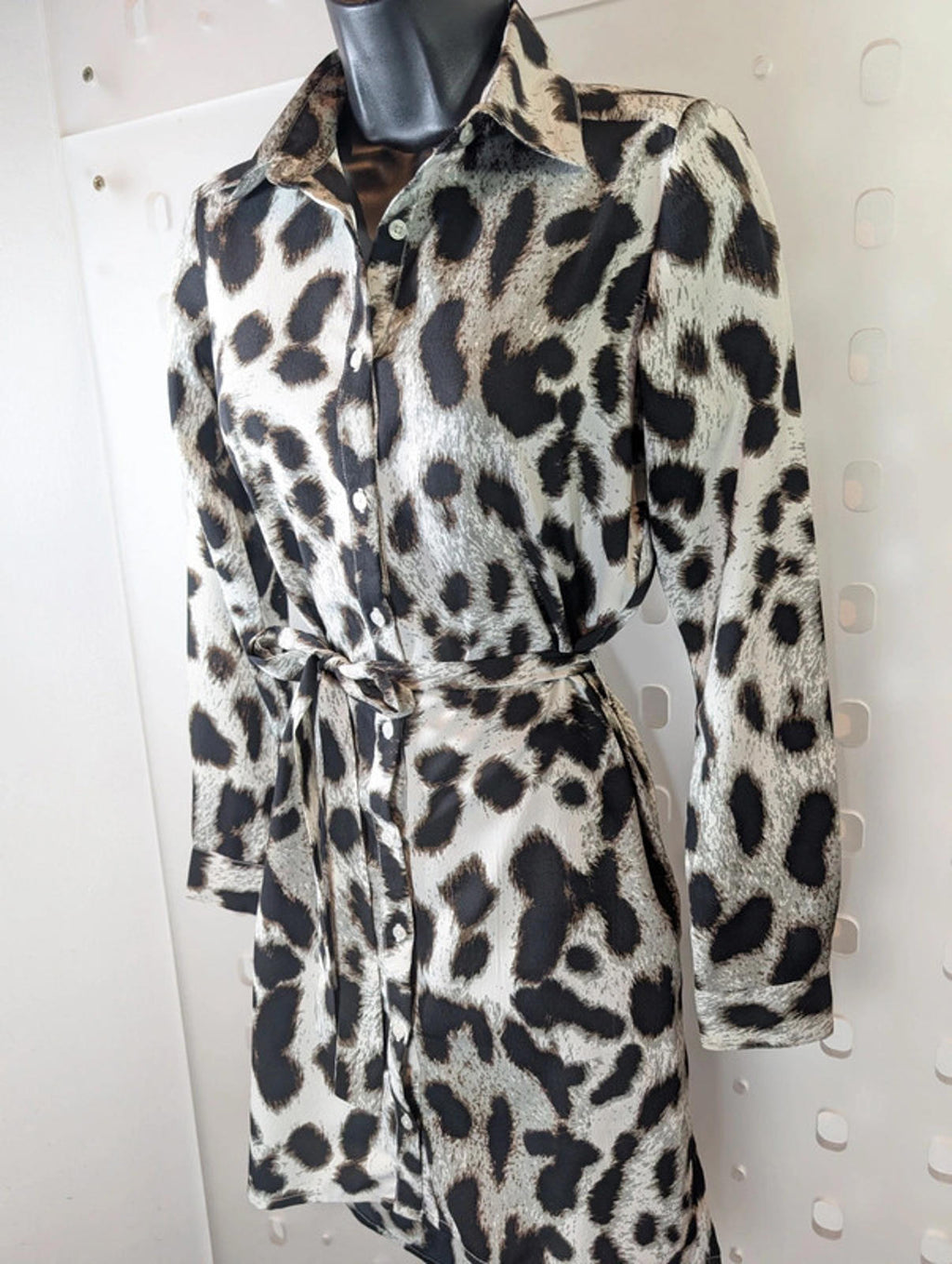 Dancing Leopard Leopard Print Shirt Dress with Belt – XS