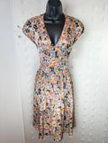 90s handmade floral satin dress – UK 8