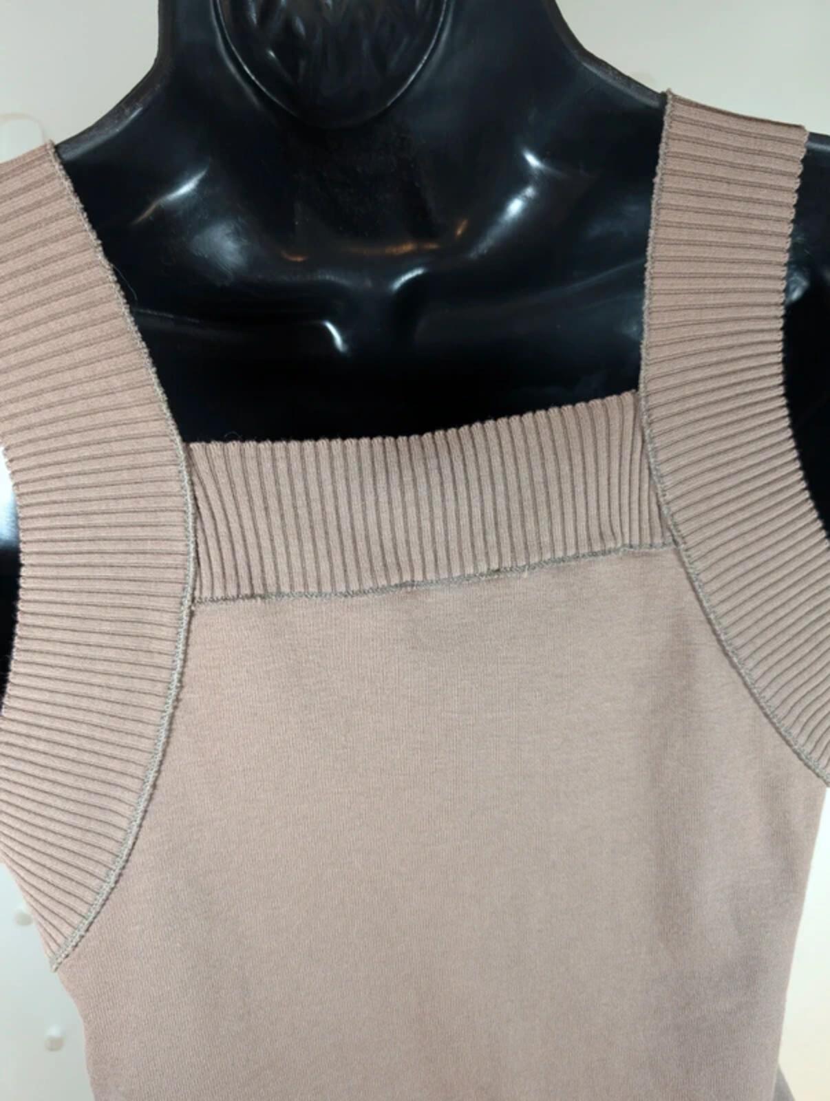 Hobbs Ribbed Racer Vest Top – Taupe Cotton – UK 12