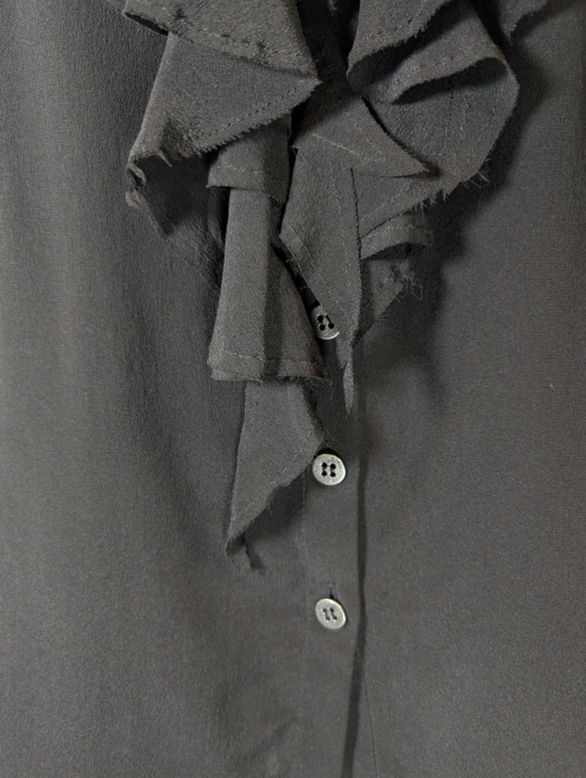 AllSaints Adelita Silk Ruffle Shirt  Black  UK 8  Sleeveless