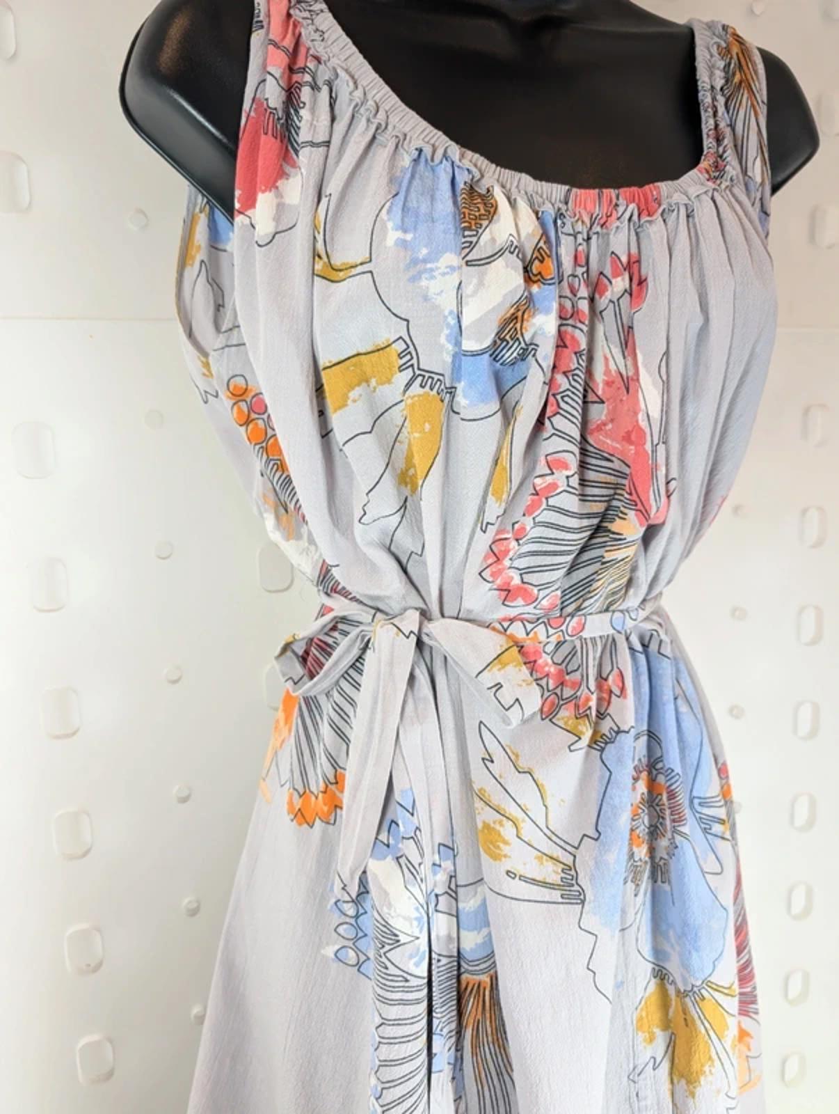 Bruuns Bazaar Copenhagen Cotton Silk Dress Tie Waist Pockets UK12