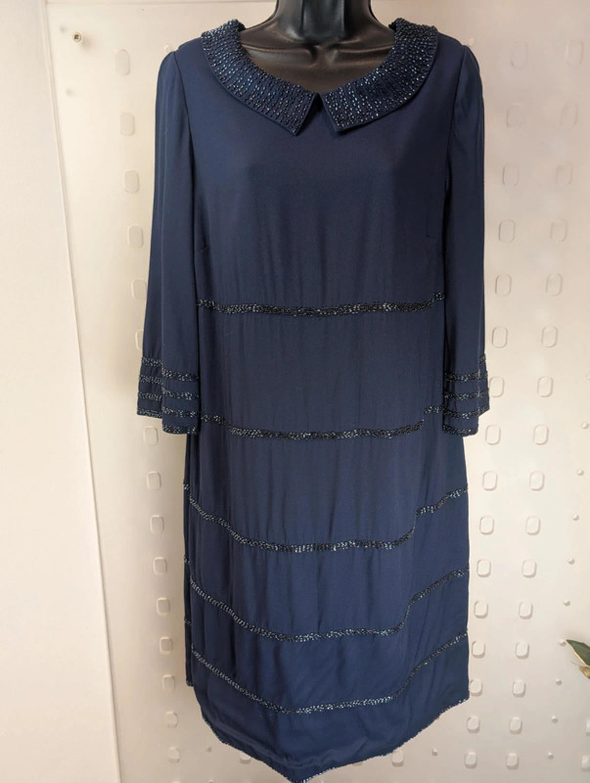 Boden navy beaded shift dress size 12