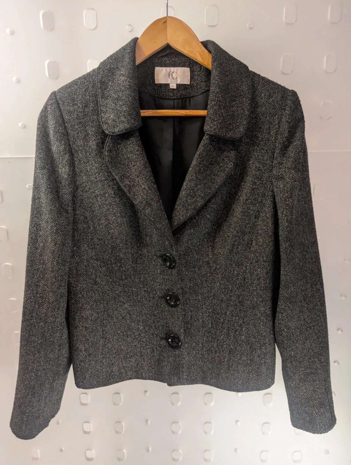 Country Casuals grey tweed fitted jacket – size 10