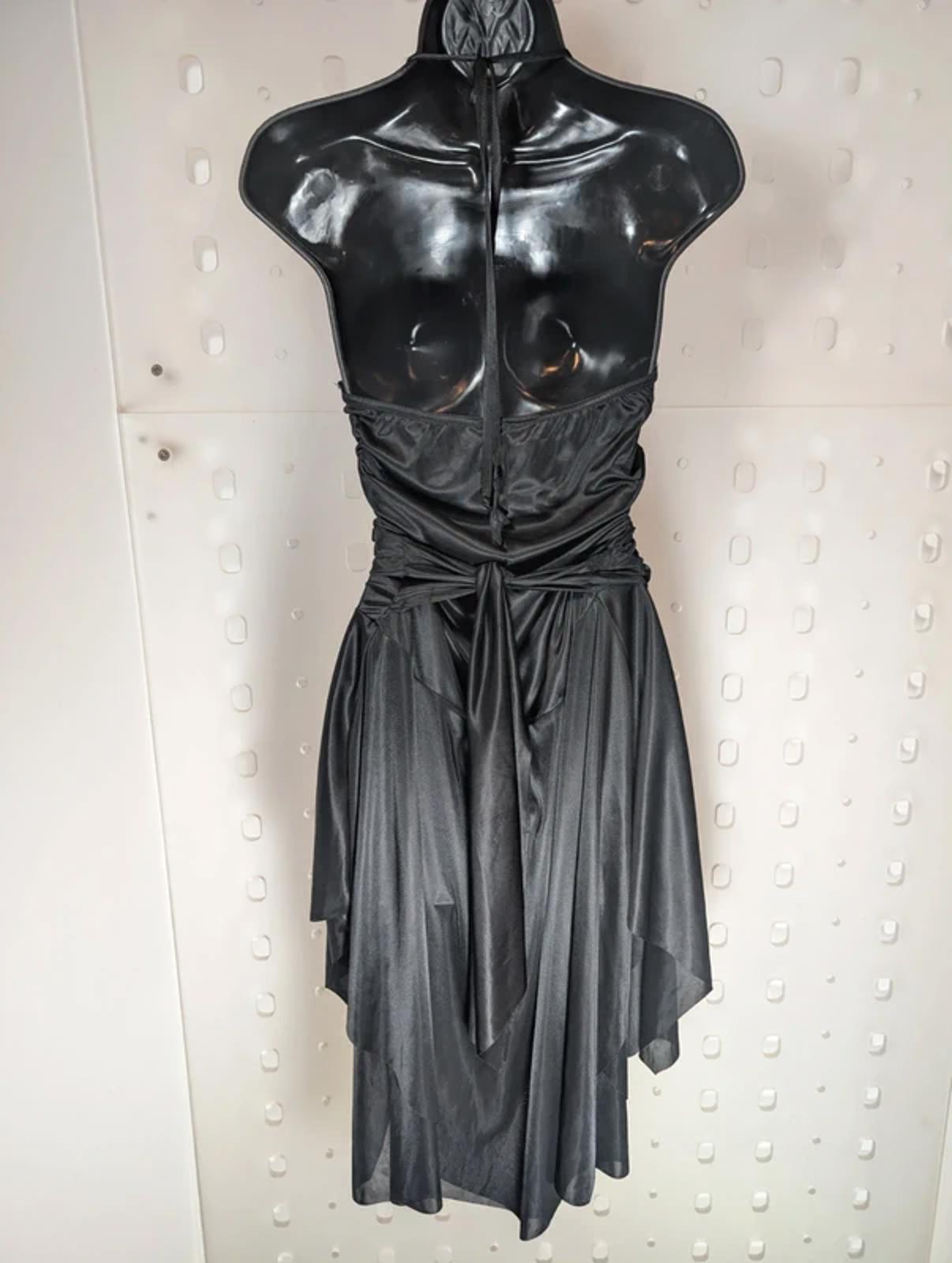 Black Draped Halter Dress M/L – 90s Style Hanky Hem