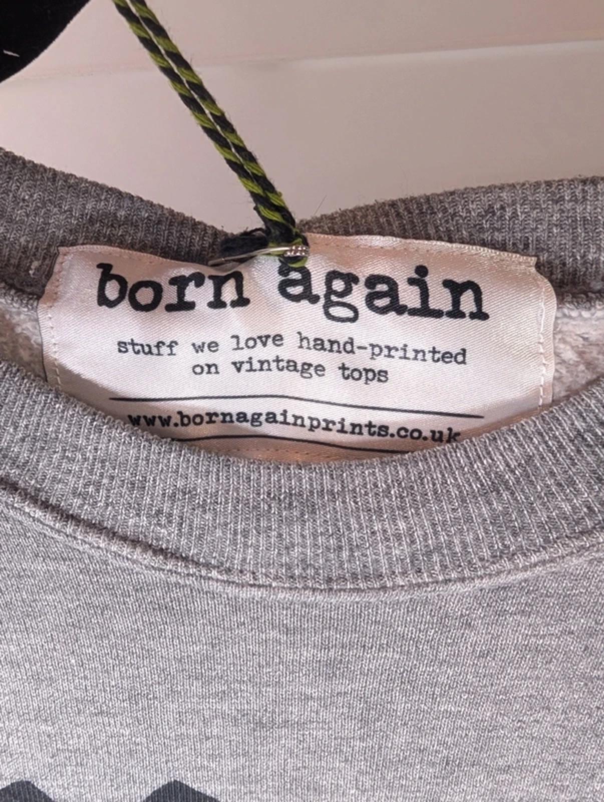 Born Again Prints Vintage Sweatshirt L Hand Printed Graphic Y2K Streetwear