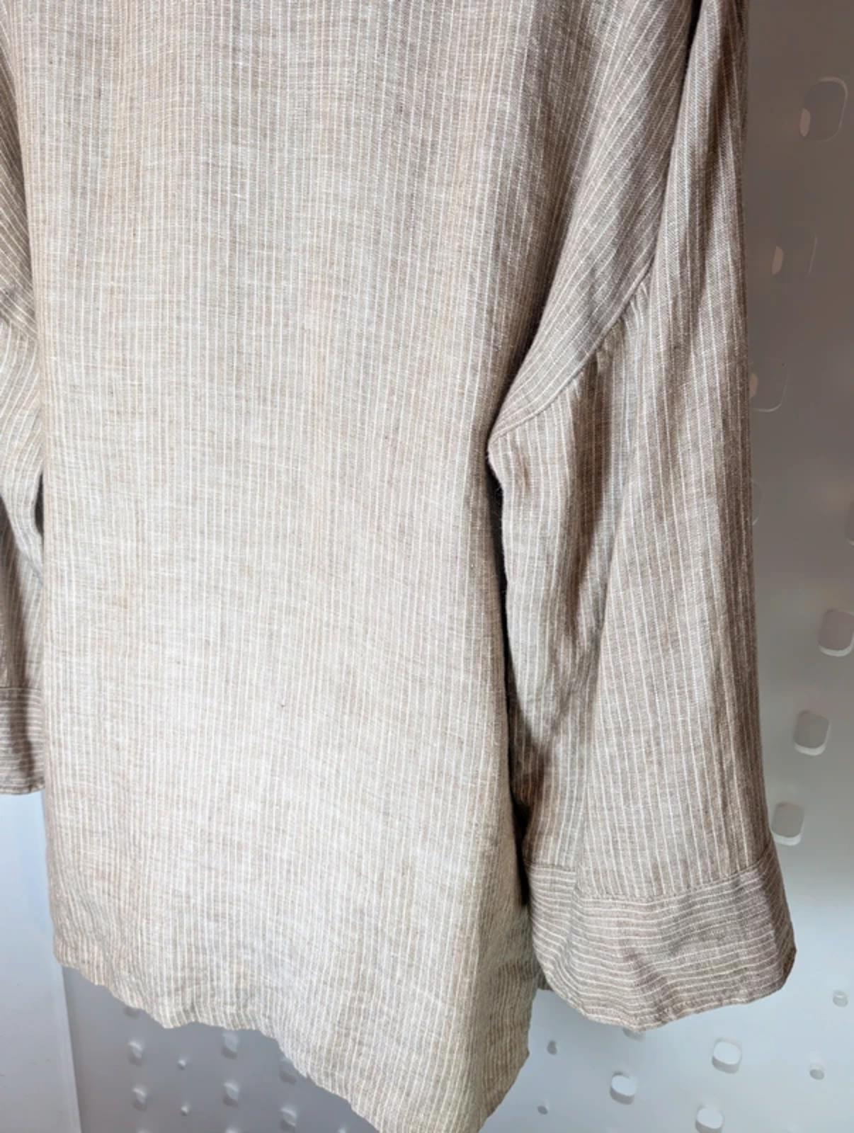 Desert Rose Linen Kimono Jacket Biscuit Pinstripe (Free Size)