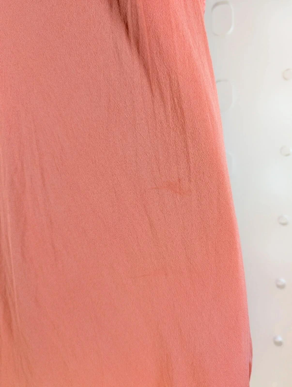 Coral Bias Cut Chiffon Mini Dress – Satin Detail Slip – 90s Style – UK8 / 10